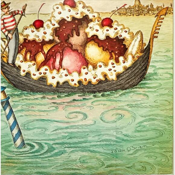 Framed 1990 New Yorker Magazine Cover July 16 O'Brien Sundae Ice Cream Float - Picture 2 of 3